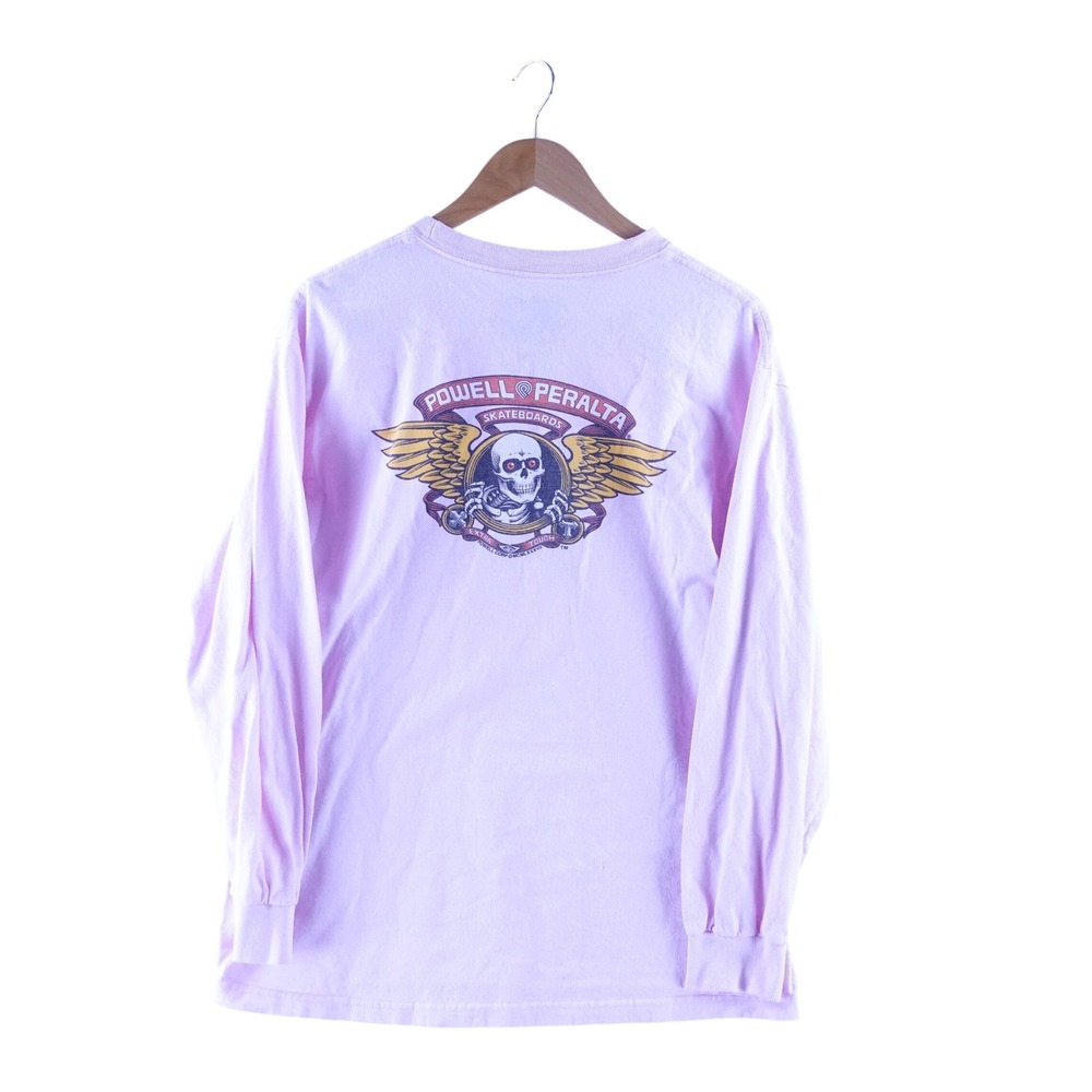Powell Peralta Mens Large Winged Ripper Long Sleeve Skate T-Shirt Pink